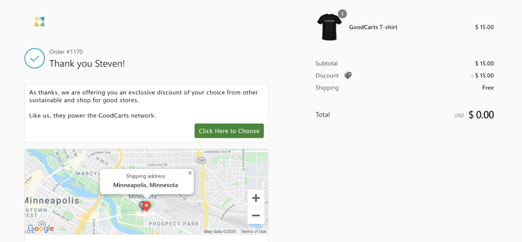 an example of app store shopping receipt from GoodCarts