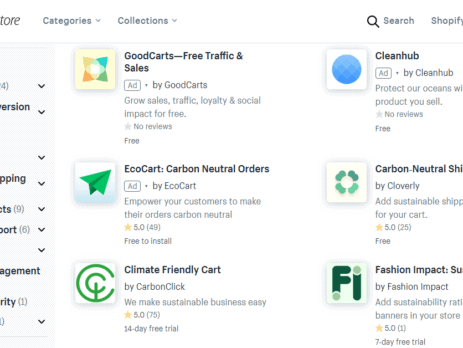 Screenshot: Shopify Sustainability Apps